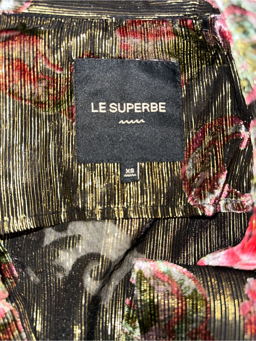 Le Superbe Velvet Floral Blouse in Olive & Pink - Picture 11 of 16